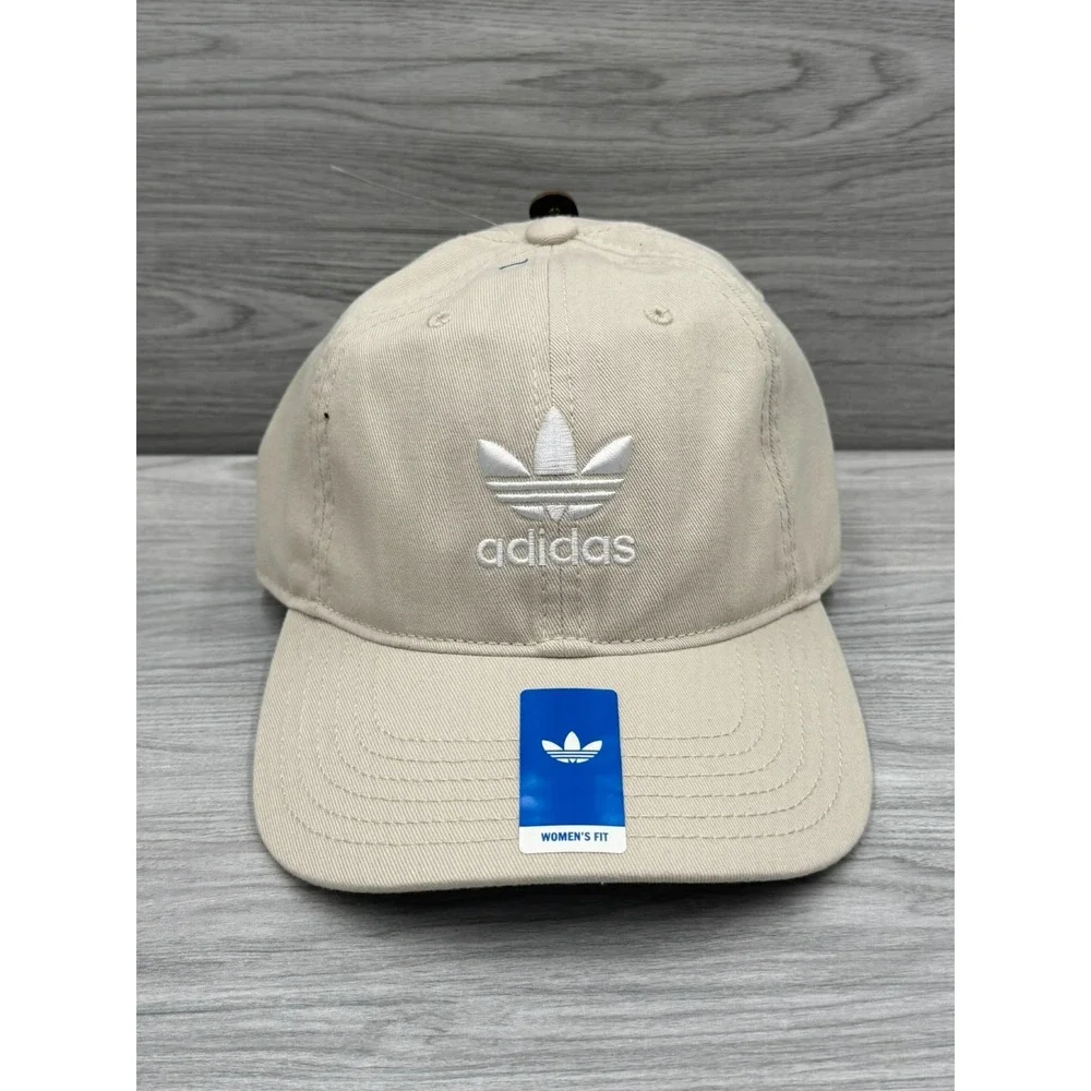 Womens Adidas Originals Relaxed StrapBack Trefoil Style Athletic Hat Khaki